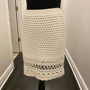 Catherine Malandrino White Crochet Skirt